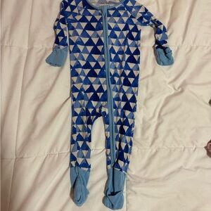 Little Sleepies Blue and White Triangle Footie